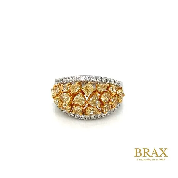 18 Karat White Gold Fashion Ring With 2.50Tw Fancy Yellow and White Various Shape Diamonds - Brax Jewelers Brax Jewelers Newport Beach, CA
