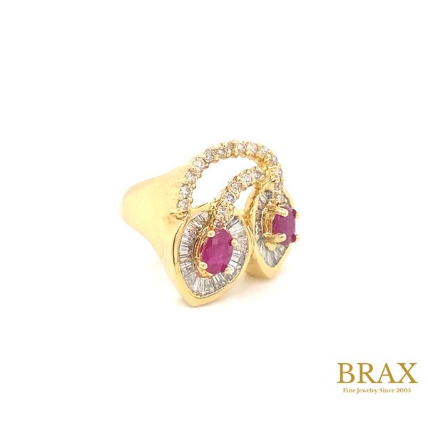 18 Karat Yellow Gold Fashion Ring With 2=1.15Tw Oval Rubies and 1.51Tw Diamonds - Brax Jewelers Image 2 Brax Jewelers Newport Beach, CA