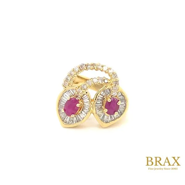 18 Karat Yellow Gold Fashion Ring With 2=1.15Tw Oval Rubies and 1.51Tw Diamonds - Brax Jewelers Brax Jewelers Newport Beach, CA