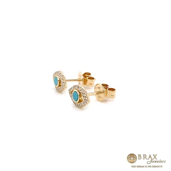 14K Yellow Gold Diamond Evil Eye Earrings Image 2 Brax Jewelers Newport Beach, CA
