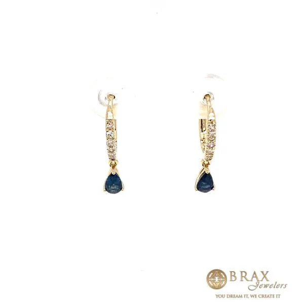 14K White Gold Sapphire and Diamond Huggie Earrings Brax Jewelers Newport Beach, CA