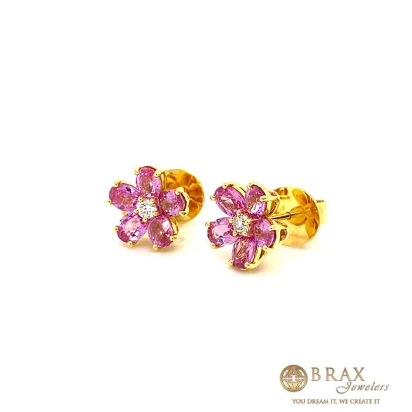 Pink Sapphire Flower Earrings Image 2 Brax Jewelers Newport Beach, CA