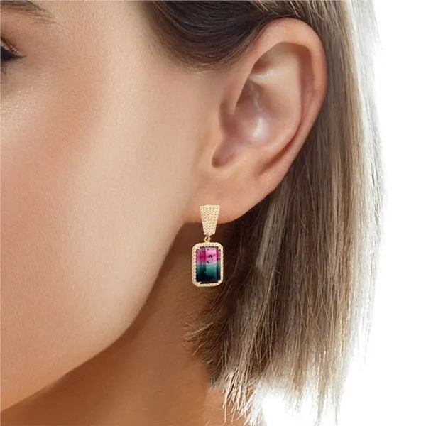 Emerald Tourmaline and Round Diamond Earrings in 18 Karat Yellow Gold - Brax Jewelers Image 5 Brax Jewelers Newport Beach, CA