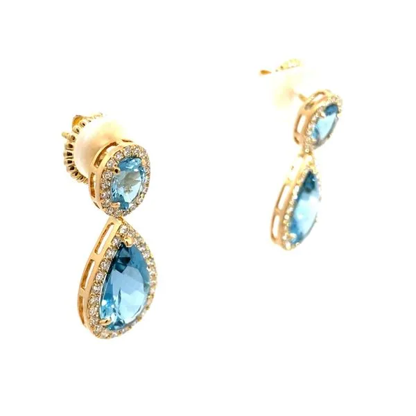 Various Shapes Aquamarine and Round Diamond Earrings in 18 Karat Yellow Gold - Brax Jewelers Image 2 Brax Jewelers Newport Beach, CA