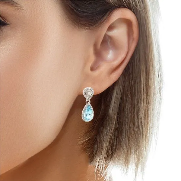 18 Karat White Gold Pear Aquamarine Earrings Image 3 Brax Jewelers Newport Beach, CA