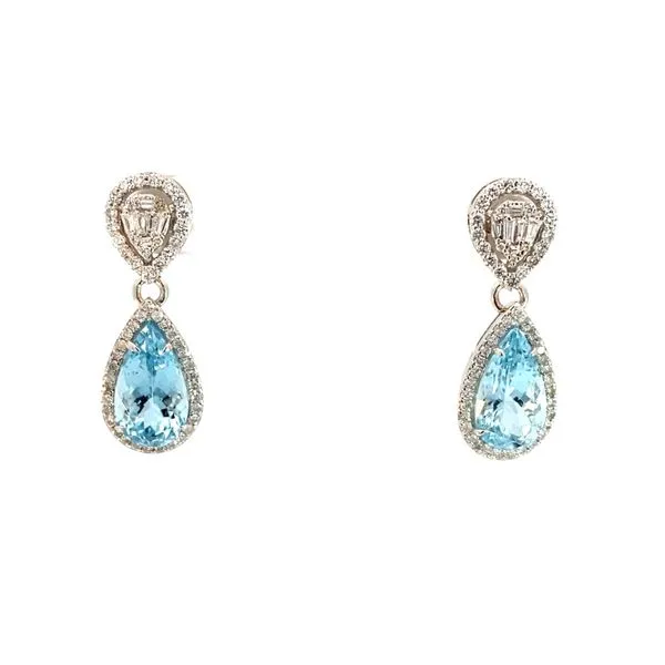 18 Karat White Gold Pear Aquamarine Earrings Brax Jewelers Newport Beach, CA