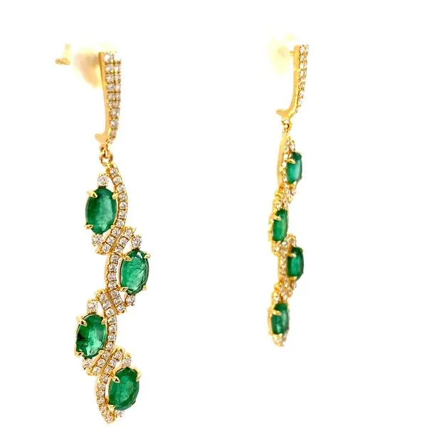 18 Karat Yellow Gold Oval Emeralds Earrings Image 2 Brax Jewelers Newport Beach, CA
