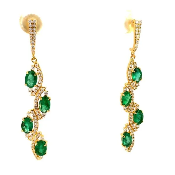 18 Karat Yellow Gold Oval Emeralds Earrings Brax Jewelers Newport Beach, CA