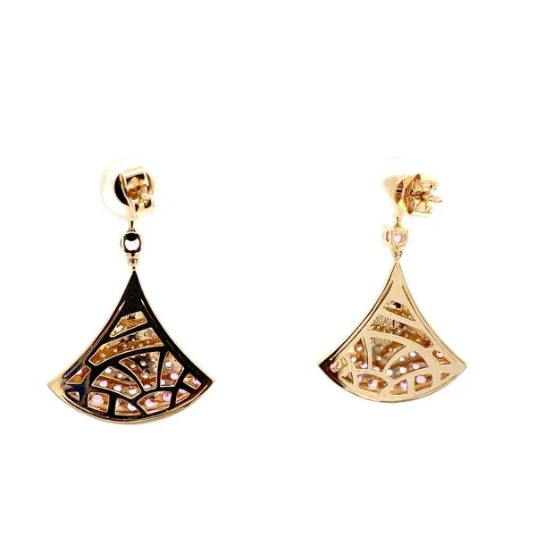 Round Diamond and Round Pink Sapphire Earrings in 14 Karat Yellow Gold - Brax Jewelers Image 3 Brax Jewelers Newport Beach, CA