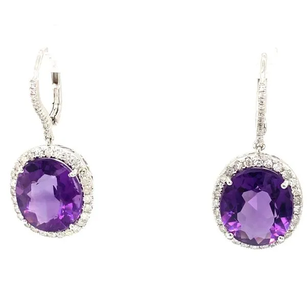 Lady's Drop Colored Stone Earrings 14 Karat White Gold- Brax jewelers Image 2 Brax Jewelers Newport Beach, CA