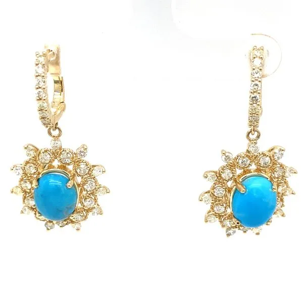 Lady's Drop Colored Stone Earrings 14 Karat Yellow Gold  - Brax jewelers Image 2 Brax Jewelers Newport Beach, CA