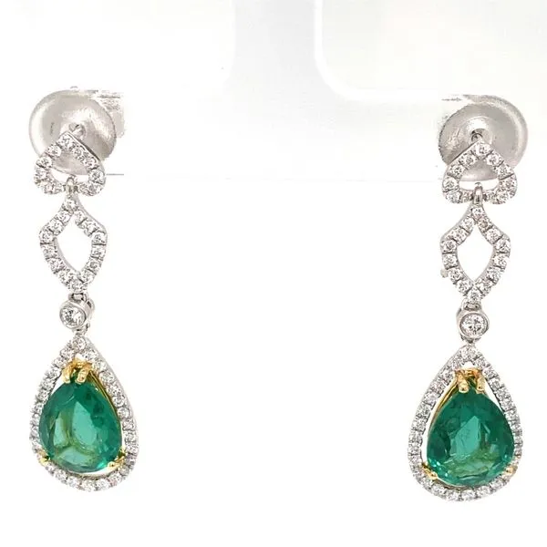 Lady's Drop Colored Stone Earrings 14 Karat Two-Tone Gold  - Brax jewelers Image 2 Brax Jewelers Newport Beach, CA