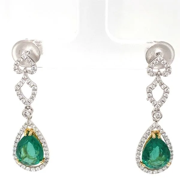 Lady's Drop Colored Stone Earrings 14 Karat Two-Tone Gold  - Brax jewelers Brax Jewelers Newport Beach, CA