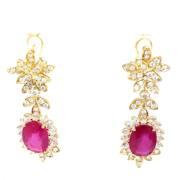 Lady's Drop Colored Stone Earrings 14 Karat Yellow Gold - Brax jewelers Image 3 Brax Jewelers Newport Beach, CA