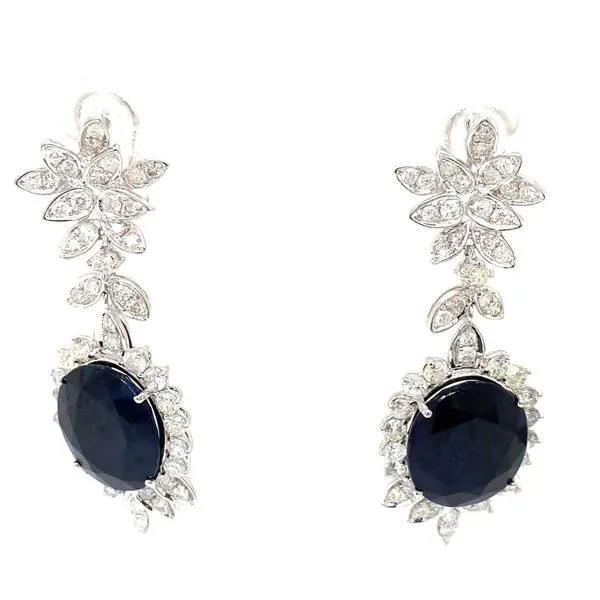 Lady's Drop Colored Stone Earrings 14 Karat White Gold - Brax jewelers Brax Jewelers Newport Beach, CA