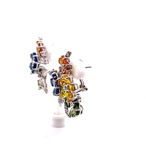 Lady's Multi color saphire Earrings 18 Karat White Gold  - Brax jewelers Image 3 Brax Jewelers Newport Beach, CA