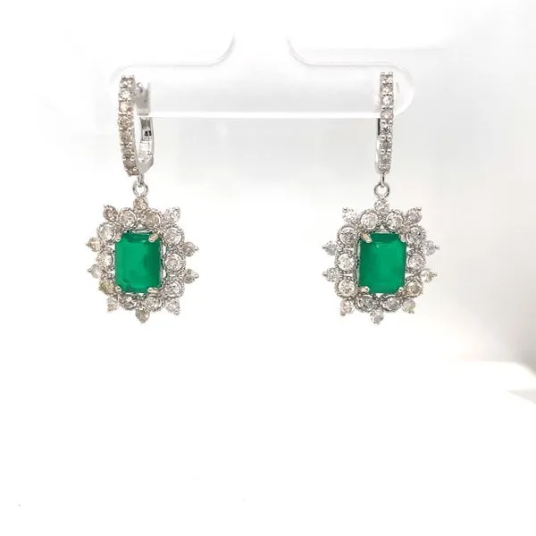 Lady's Colored Stone Earrings 14 Karat White Gold  - Brax jewelers Brax Jewelers Newport Beach, CA