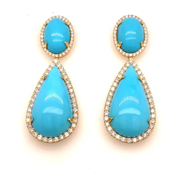 Lady's Turquoises Earrings 18 Karat Yellow Gold Brax Jewelers Brax Jewelers Newport Beach, CA