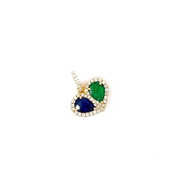 18 Karat Yellow Gold Pendant with 1.30Tw Pear Cut Sapphire, 0.78Tw Pear Cut Emerald, 0.40Tw Round Diamonds-Brax Jewelers Image 2 Brax Jewelers Newport Beach, CA