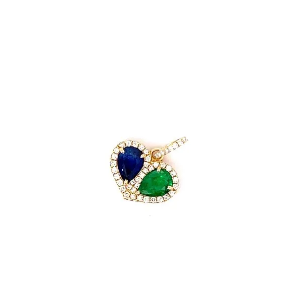 18 Karat Yellow Gold Pendant with 1.30Tw Pear Cut Sapphire, 0.78Tw Pear Cut Emerald, 0.40Tw Round Diamonds-Brax Jewelers Image 3 Brax Jewelers Newport Beach, CA