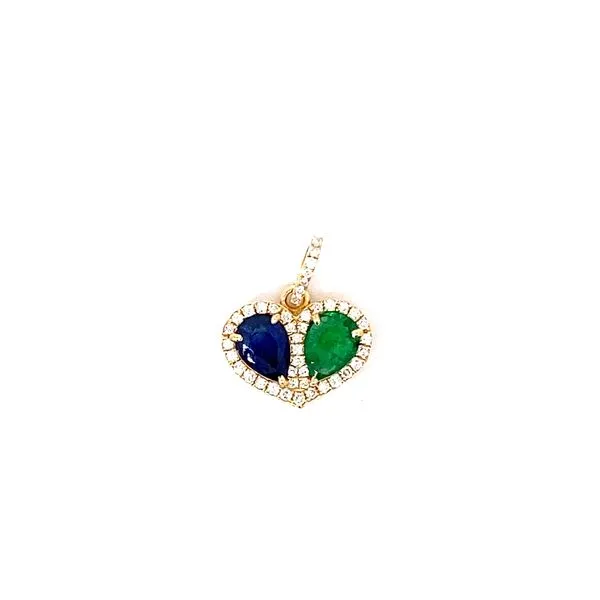 18 Karat Yellow Gold Pendant with 1.30Tw Pear Cut Sapphire, 0.78Tw Pear Cut Emerald, 0.40Tw Round Diamonds-Brax Jewelers Brax Jewelers Newport Beach, CA