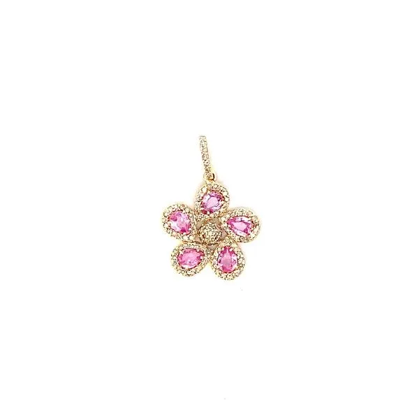 14 Karat Yellow Gold Pendant With 1.14Tw Pear Pink Sapphires and 0.59Tw Round Diamonds - Brax Jewelers Brax Jewelers Newport Beach, CA