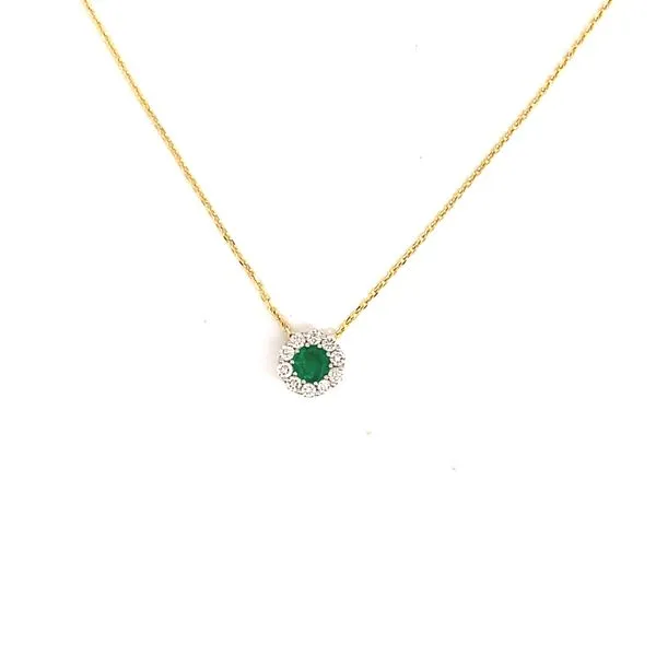 14 Karat Yellow Gold Pendant with 0.41Ct Round Emerald and 0.30Tw Round Natural Diamonds-Brax Jewelers Brax Jewelers Newport Beach, CA