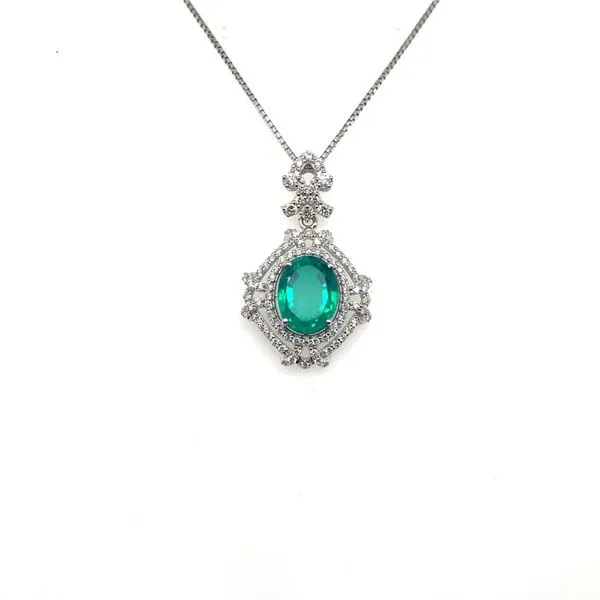 Lady's Green Emerald Pendants 18 Karat White Gold  - Brax jewelers Image 2 Brax Jewelers Newport Beach, CA