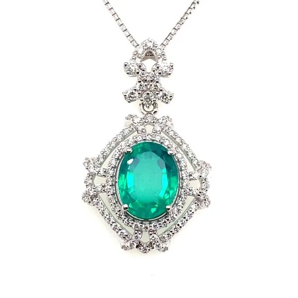 Lady's Green Emerald Pendants 18 Karat White Gold  - Brax jewelers Brax Jewelers Newport Beach, CA