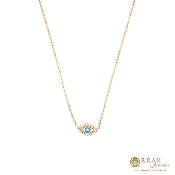 14K Yellow Gold Diamond & Turquoise Evil Eye Necklace Brax Jewelers Newport Beach, CA