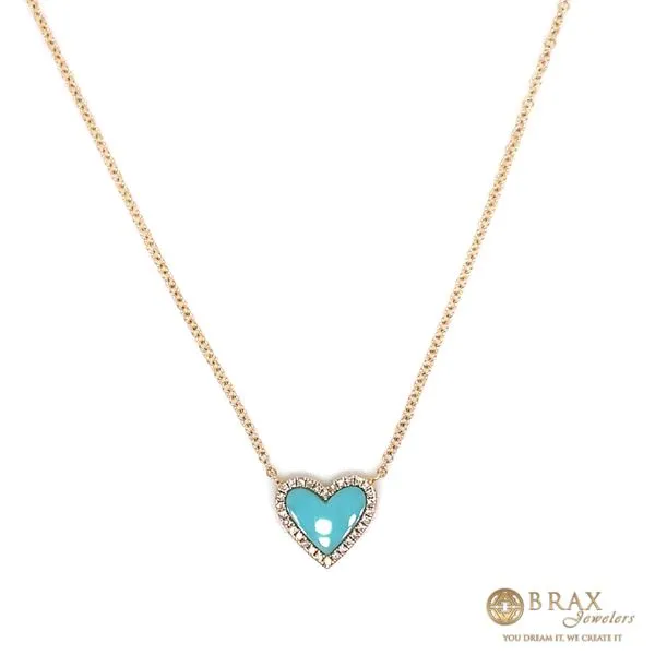 Heart Shape Composite Turquoise Necklace in Yellow 14 Karat Gold - Brax Jewelers Brax Jewelers Newport Beach, CA