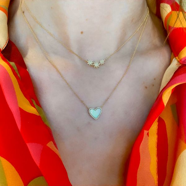 14K Yellow Gold Diamond & Mother of Pearl Heart Necklace Image 4 Brax Jewelers Newport Beach, CA