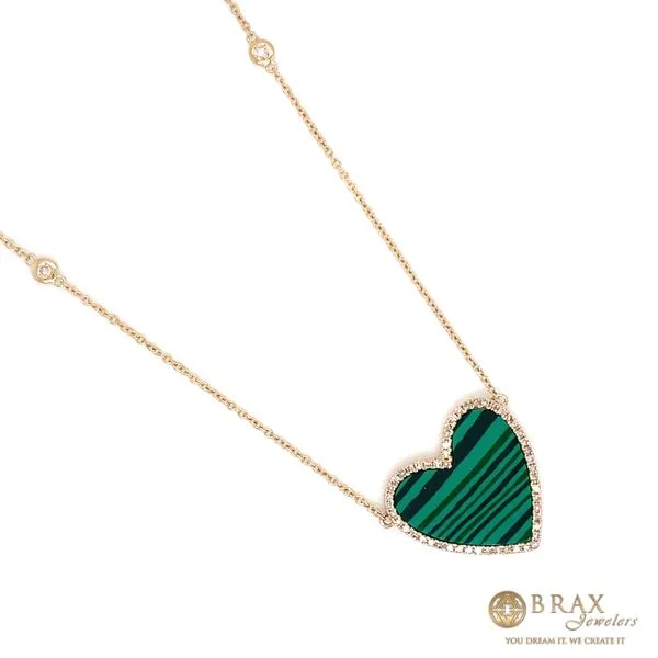 3ct Malachite Heart Necklace Image 2 Brax Jewelers Newport Beach, CA
