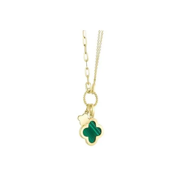 Lady's 14 Karat Yellow Gold Necklace With 1.88Tw Clover Shape Malachite And 0.17Tw Round Natural Diamonds SC55023332V2 - Brax jewelers Image 2 Brax Jewelers Newport Beach, CA