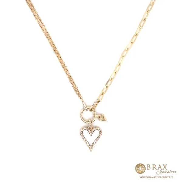 0.41 Mother Of Pearl Lady's Heart Paper Clip Link Colored Stone Necklace 14 Karat Yellow Gold SC55023860 - Brax jewelers Brax Jewelers Newport Beach, CA