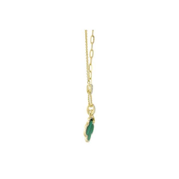 Lady's 14 Karat Yellow Gold Necklace With 1.88Tw Clover Shape Malachite And 0.17Tw Round Natural Diamonds Image 3 Brax Jewelers Newport Beach, CA