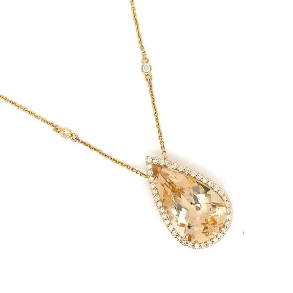 Lady's Colored Stone Morganite Necklace 18 Karat Yellow Gold  - Brax jewelers Image 2 Brax Jewelers Newport Beach, CA