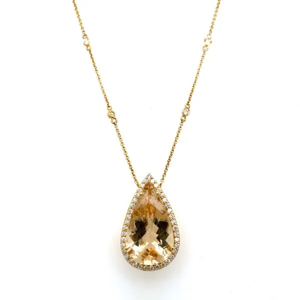 Lady's Colored Stone Morganite Necklace 18 Karat Yellow Gold  - Brax jewelers Brax Jewelers Newport Beach, CA