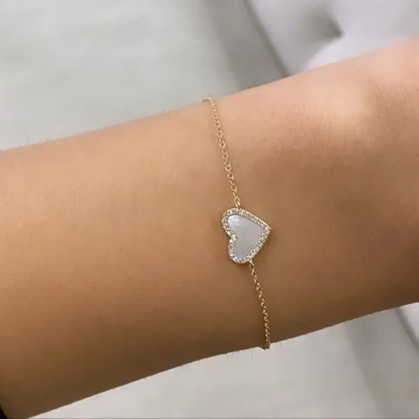 Mother of Pearl Heart Bracelet in Rose Gold Image 4 Brax Jewelers Newport Beach, CA