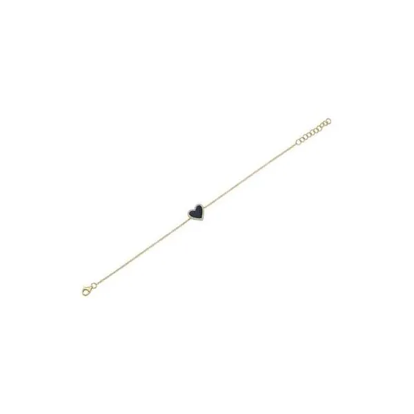 Lady's 14 Karat Yellow Gold Bracelet With 0.09Tw Round Natural Diamonds, And 0.57Ct Black Onyx Heart Pendant SC55019297 - Brax jewelers Image 2 Brax Jewelers Newport Beach, CA