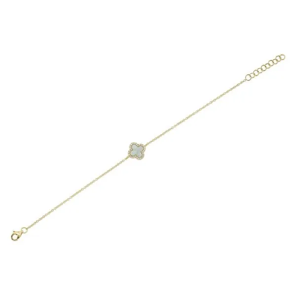 Lady's 14 Karat Yellow Gold Bracelet With 0.40Tw Clover Mother Of Pearl SC55025372 - Brax jewelers Image 3 Brax Jewelers Newport Beach, CA