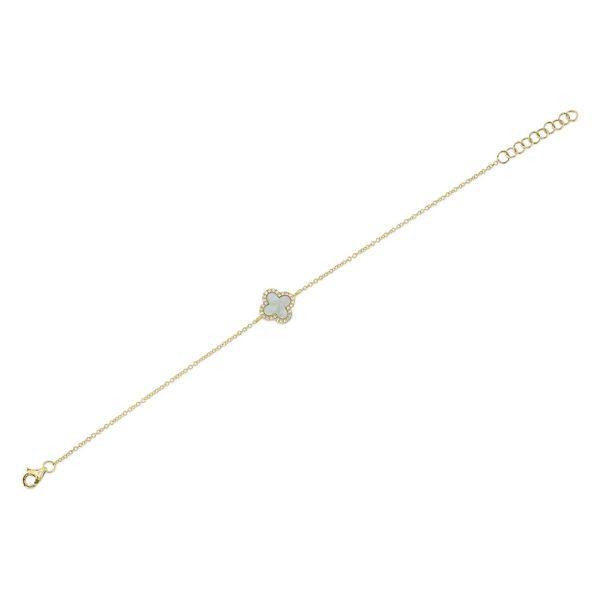 Lady's 14 Karat Yellow Gold Bracelet With 0.40Tw Clover Mother Of Pearl Image 3 Brax Jewelers Newport Beach, CA