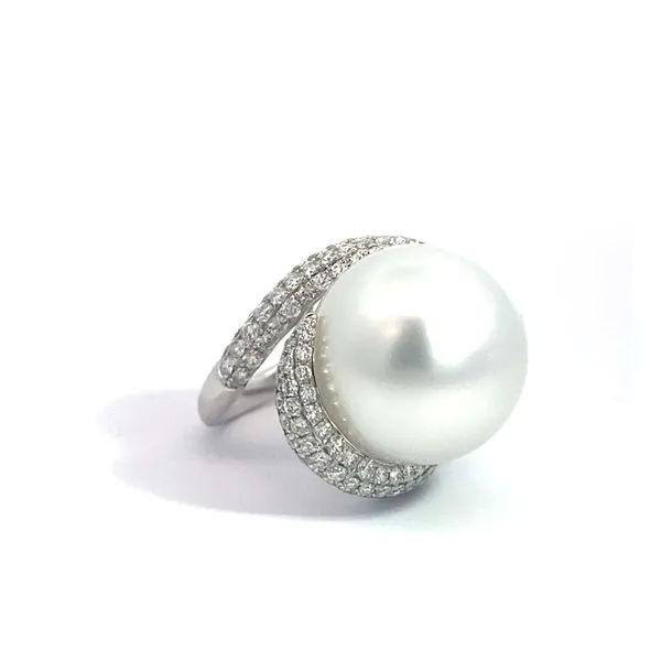 Lady's Pearl 18 Karat White Gold Ring Brax Jewelers Newport Beach, CA