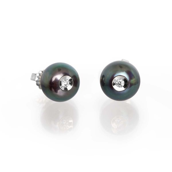 0.08 Lady's Pearl Earrings 14 Karat White Gold 10021 - Brax jewelers Brax Jewelers Newport Beach, CA