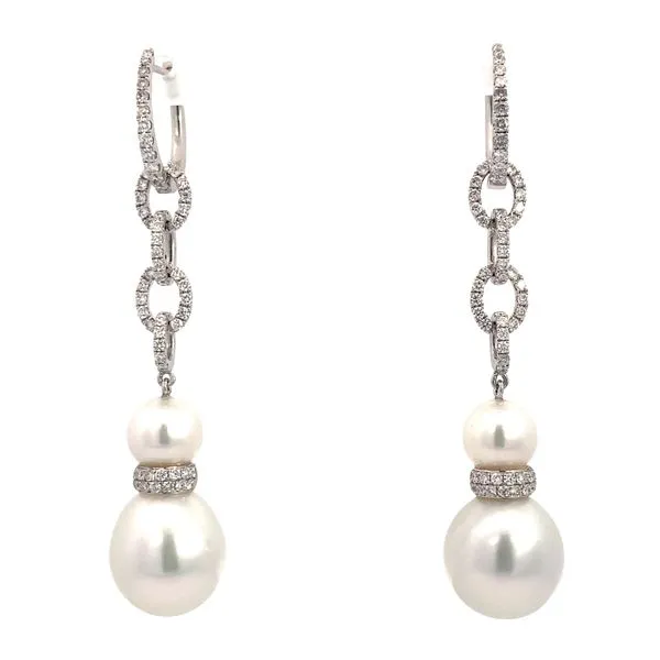 Lady's 18 Karat White Gold Earrings With 2, 12.00mm South Sea White Pearls Brax Jewelers Newport Beach, CA