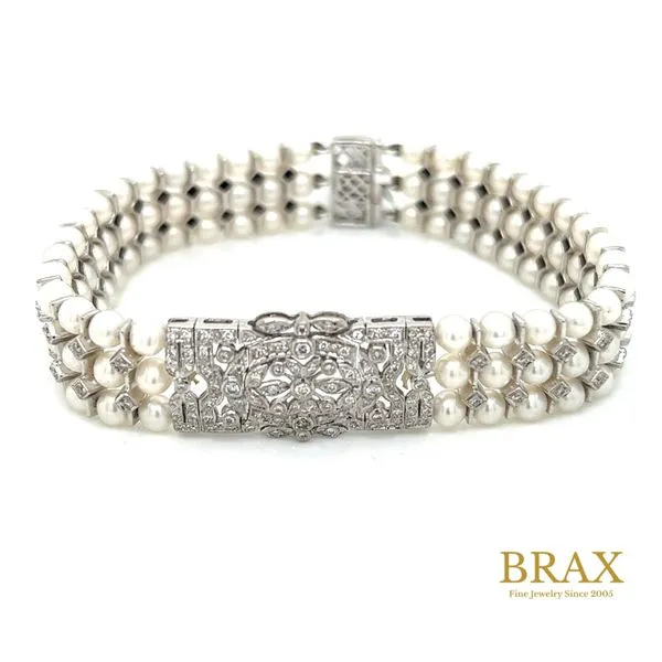 1.52 Lady's Pearl Bracelets 18 Karat White Gold B1495 - Brax jewelers Brax Jewelers Newport Beach, CA