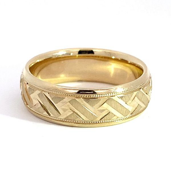 14 Karat Yellow Gold Engraved Woven Band Brax Jewelers Newport Beach, CA