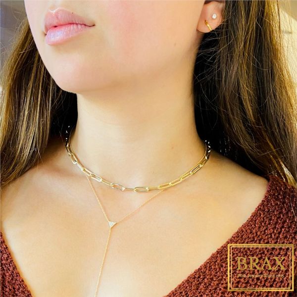 14K Yellow Gold Paperclip Chain Necklace Image 4 Brax Jewelers Newport Beach, CA