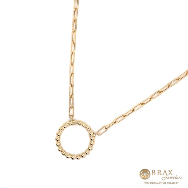 14K Yellow Gold Circle with Hollow Paperclip Chain Necklace Image 2 Brax Jewelers Newport Beach, CA