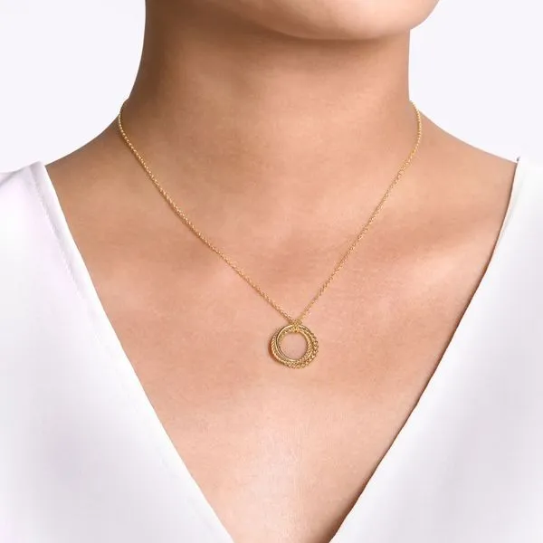 14K Yellow Gold Twisted Rope Multi Circle Necklace Image 4 Brax Jewelers Newport Beach, CA